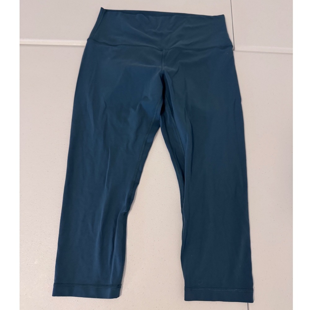 Lululemon Align High Rise Crop 21 Teal Green Yoga Leggings Size 12 LW6BGFS u3